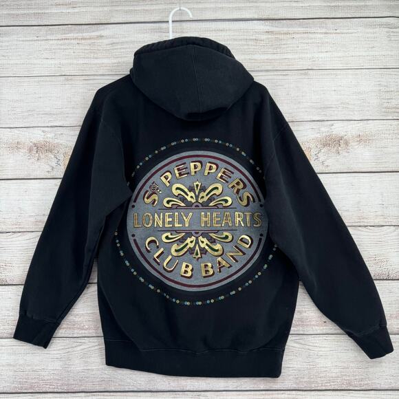 The Beatles Sgt. Peppers Lonely Heart Club Band Hoodie M Black Full Zip Apple - Picture 1 of 10